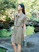 Women's UV-Protective Shirt Dress with Drawstring Waist